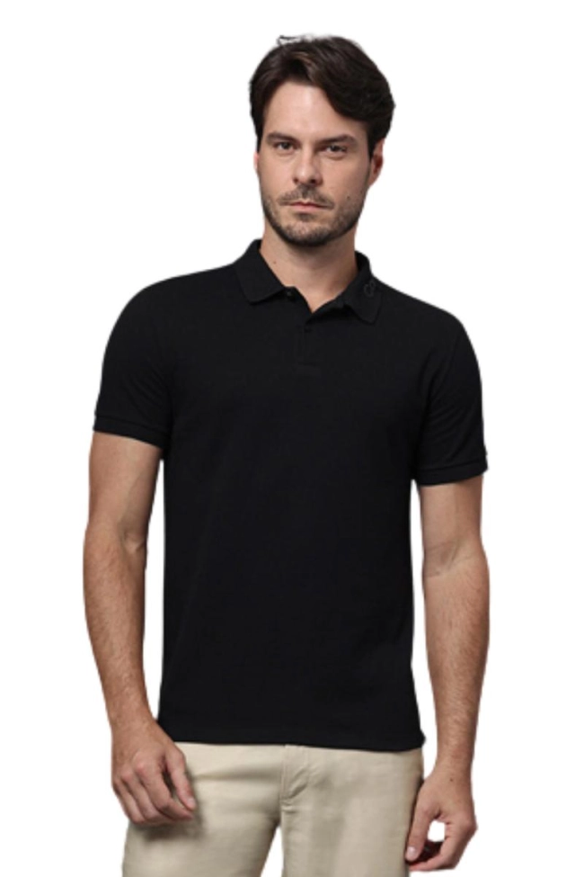 Produto Polo Calvin Klein Manga Curta Slim Fit Masculino Preto 