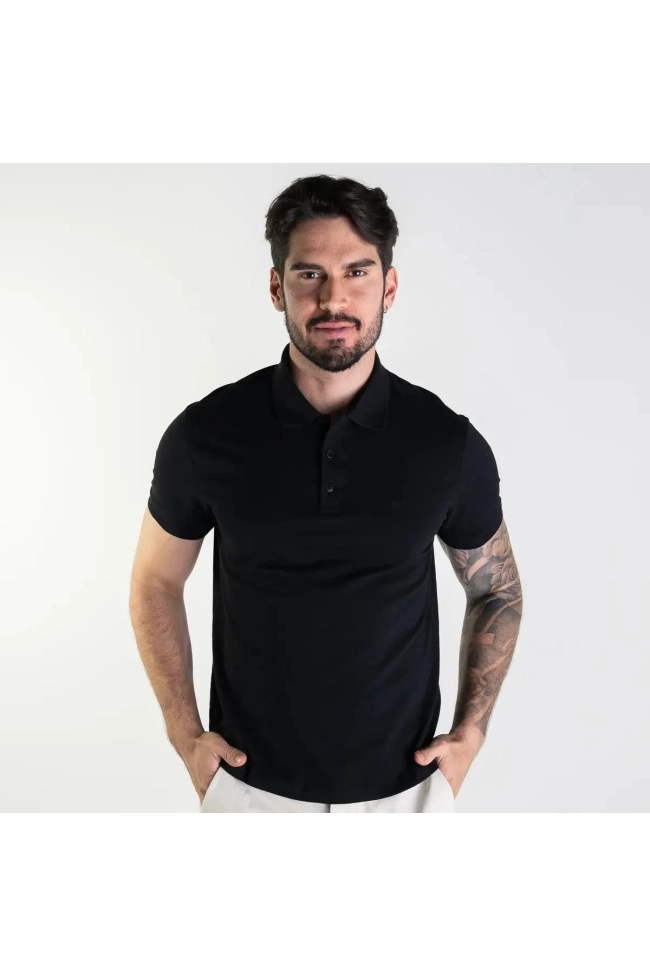 Produto Polo Ellus Manga Curta Masculina Preto
