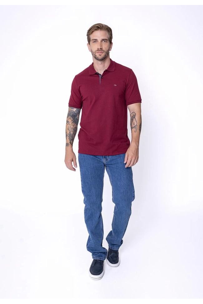 Produto Polo Ogochi Manga Curta Masculina Bordô