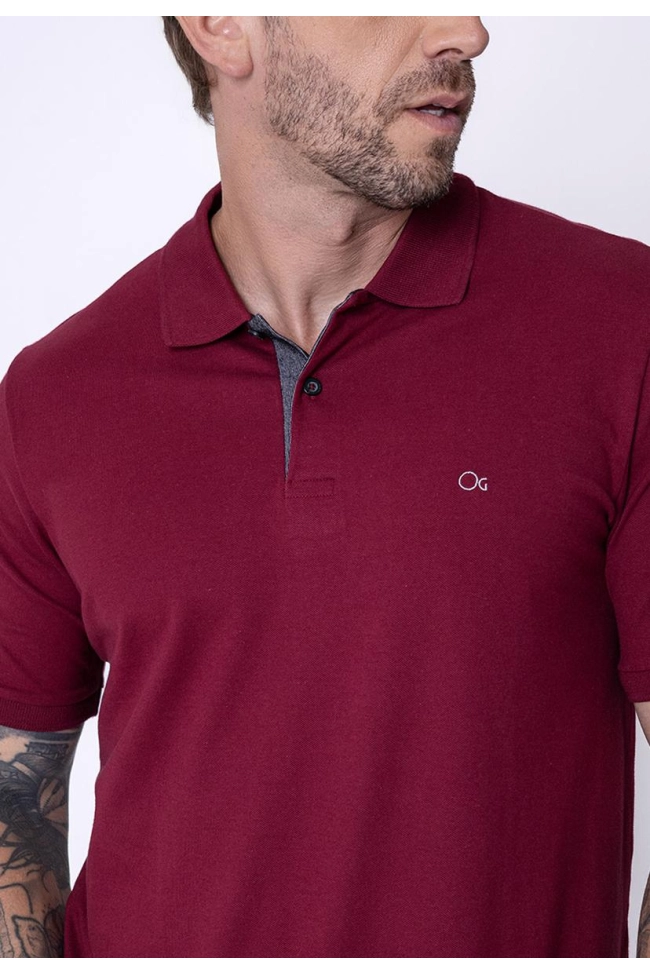 Produto Polo Ogochi Manga Curta Masculina Bordô