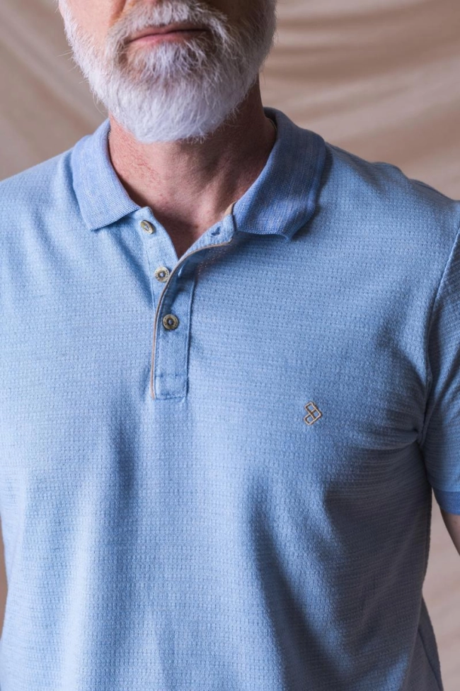 Produto Polo Pitt Manga Curta Masculino Azul Claro 