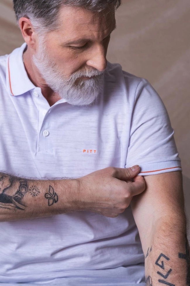 Produto Polo Pitt Manga Curta Masculino Branco 
