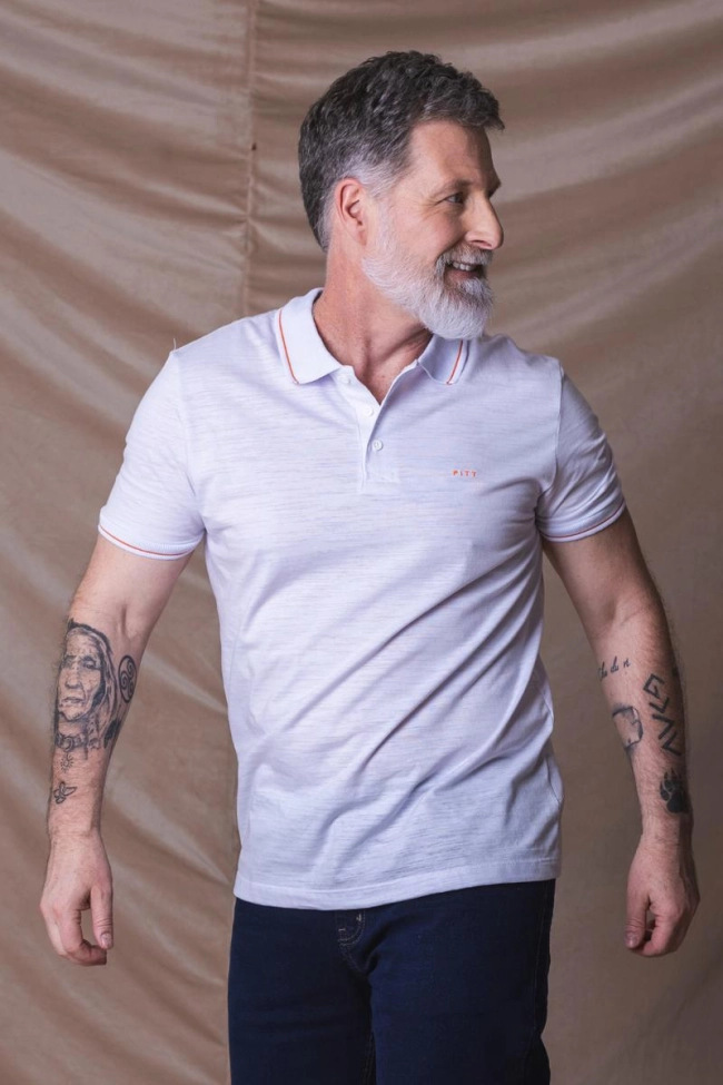 Produto Polo Pitt Manga Curta Masculino Branco 