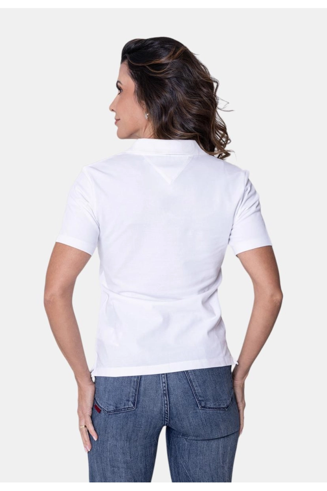 Produto Polo Tommy Hilfiger Manga Curta Feminina Branca