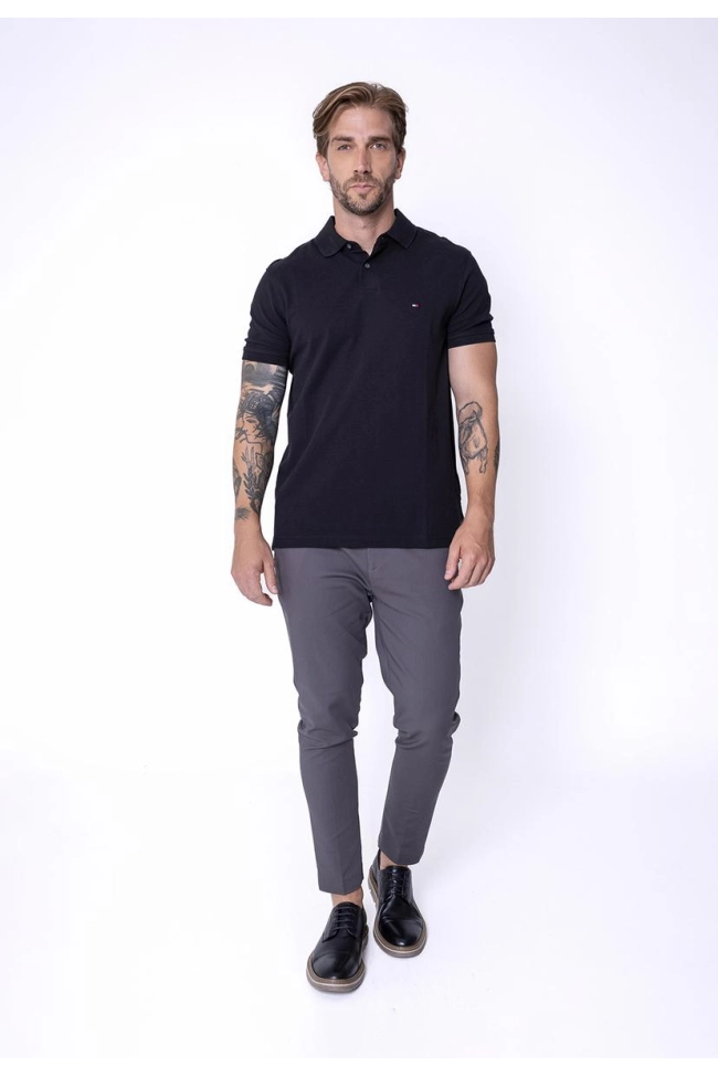 Produto Polo Tommy Hilfiger Manga Curta Masculina Preta