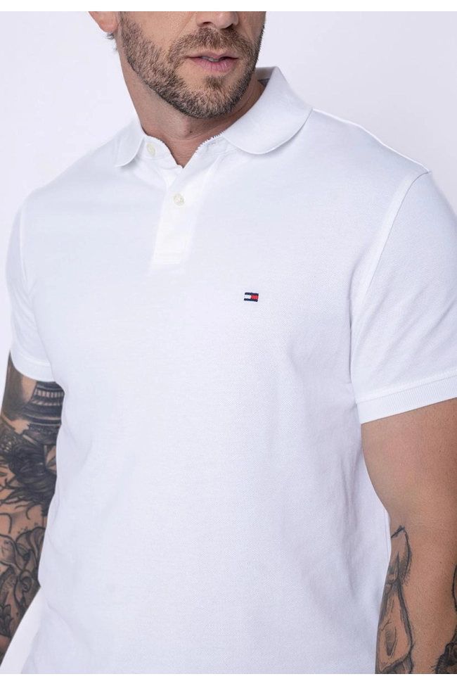 Produto Polo Tommy Hilfiger Manga Curta Masculino Branca