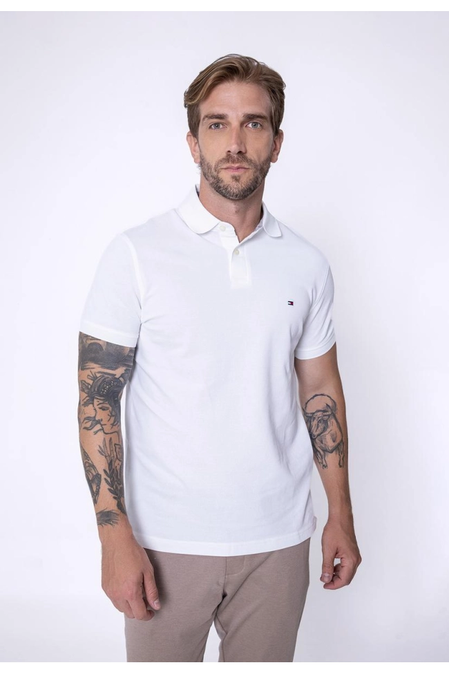 Produto Polo Tommy Hilfiger Manga Curta Masculino Branca