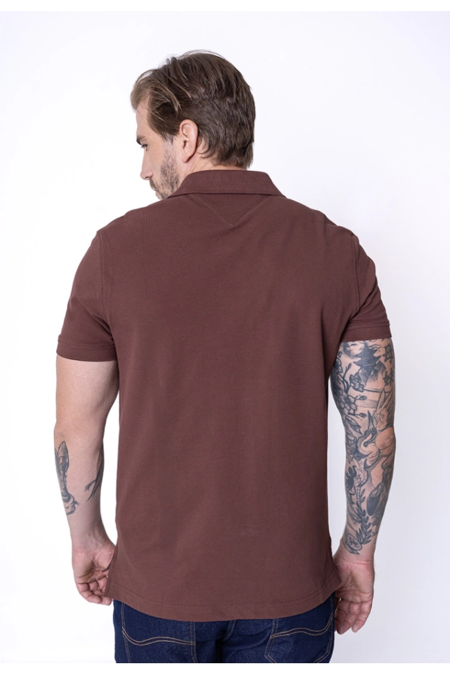 Produto Polo Tommy Hilfiger Manga Curta Masculino Marrom
