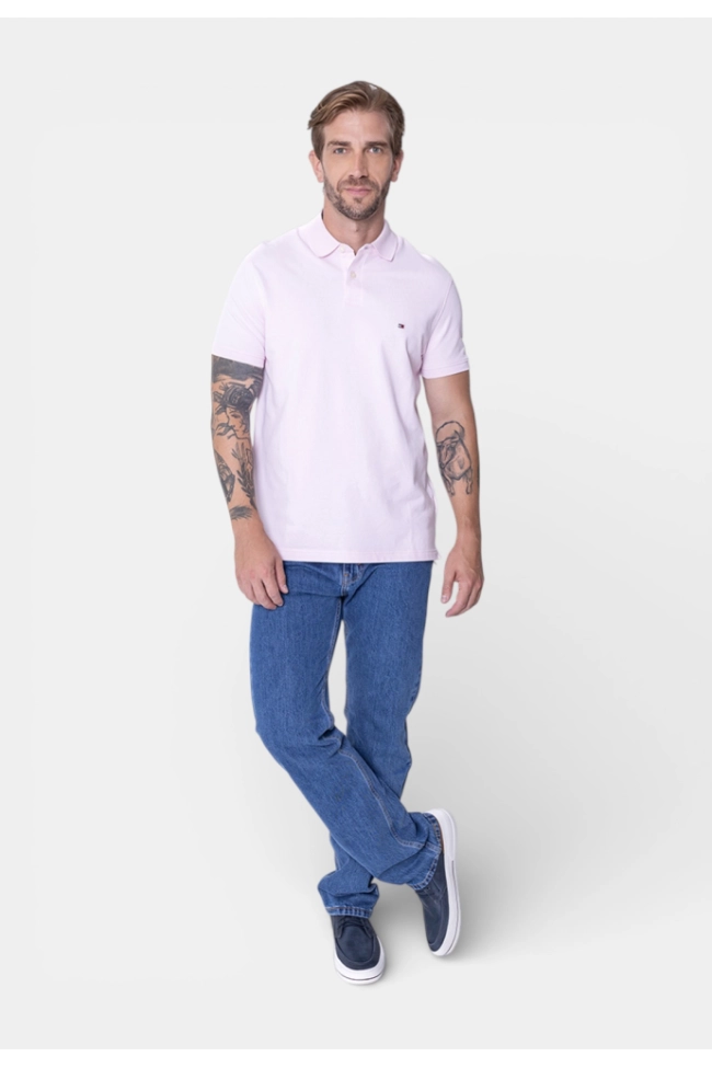 Produto Polo Tommy Hilfiger Manga Curta Masculino Rosa 