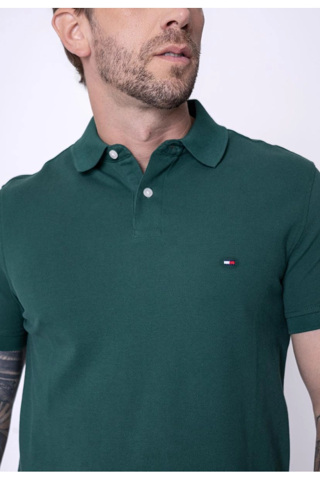 Produto Polo Tommy Hilfiger Manga Curta Masculino Verde Escuro 