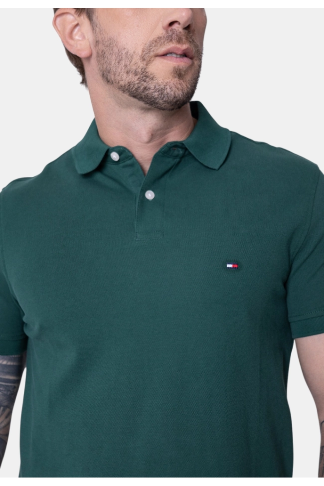 Produto Polo Tommy Hilfiger Manga Curta Masculino Verde Escuro 