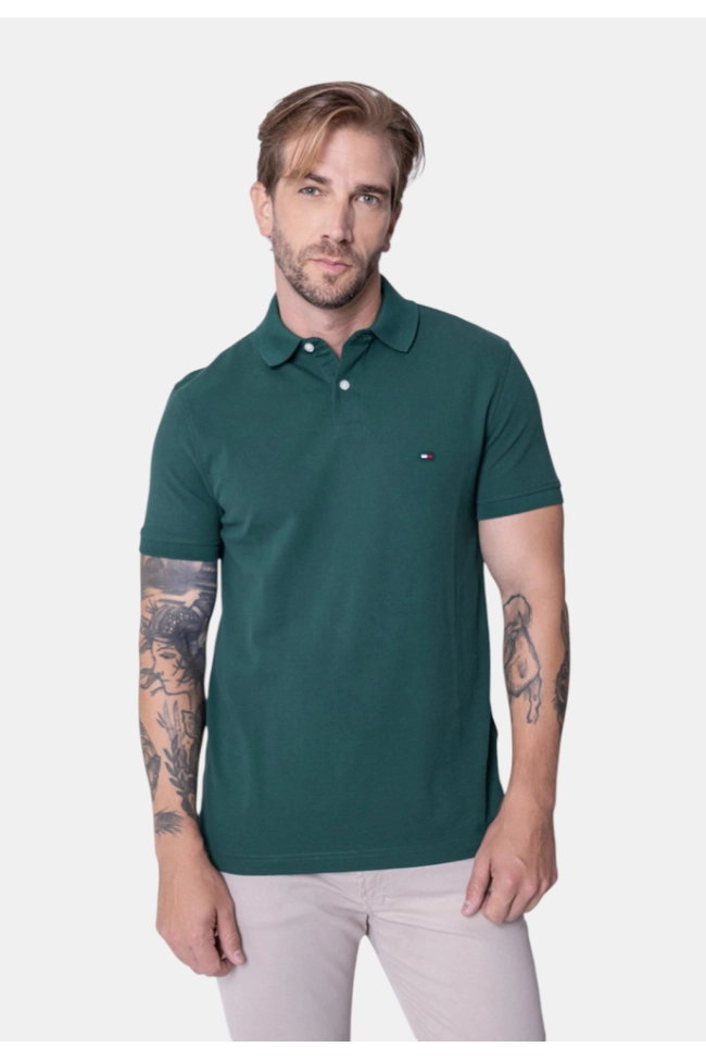 Produto Polo Tommy Hilfiger Manga Curta Masculino Verde Escuro 