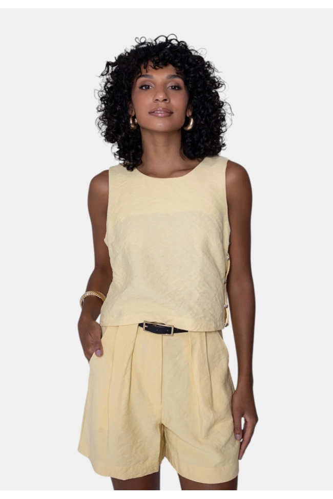 Regata 3H Crepe Botões Feminina Produto Regata 3H Crepe Botões Feminina