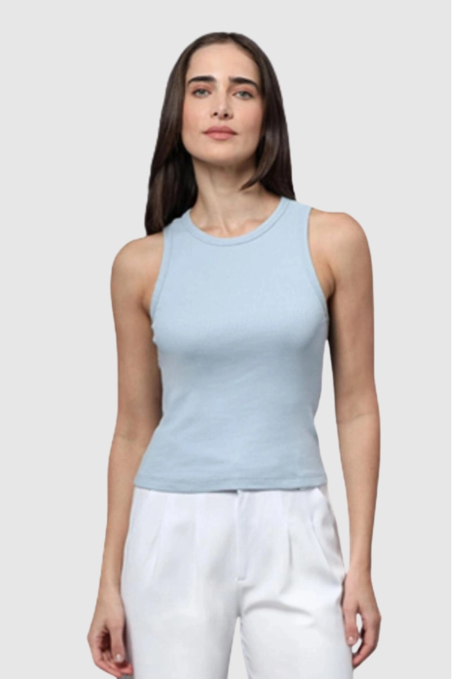 Produto Regata Calvin Klein Canelado Feminino Azul Claro 