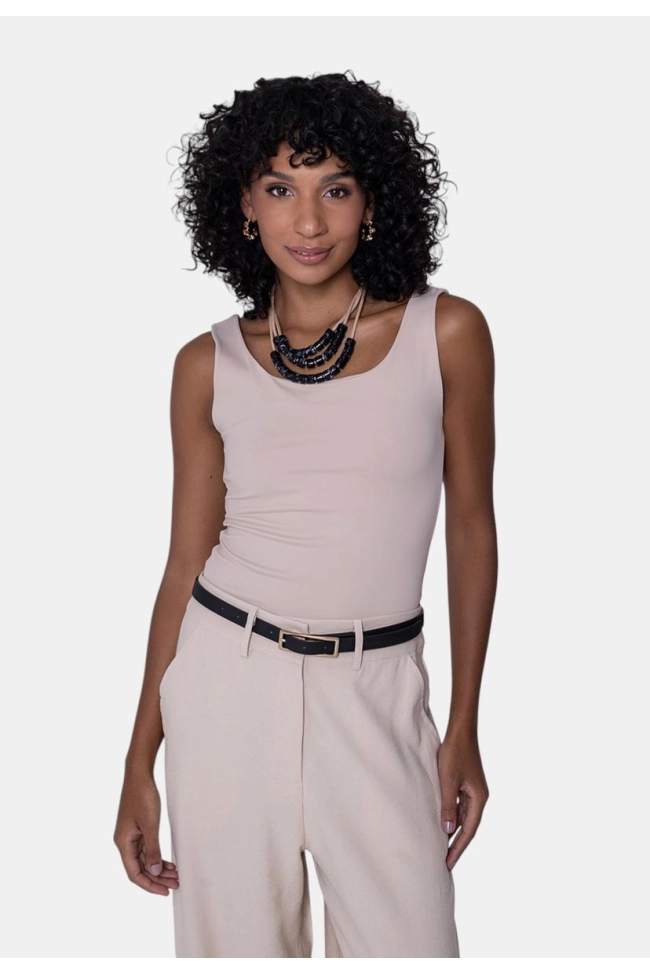 Produto Regata Coqueta Básica Feminina Bege