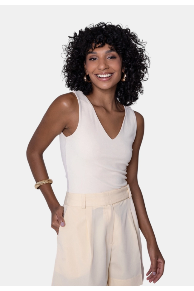 Produto Regata Coqueta Gola V Feminina 