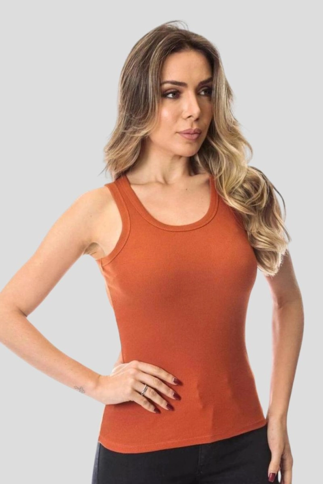 Produto Regata Crocker Básica Feminina Kaqui