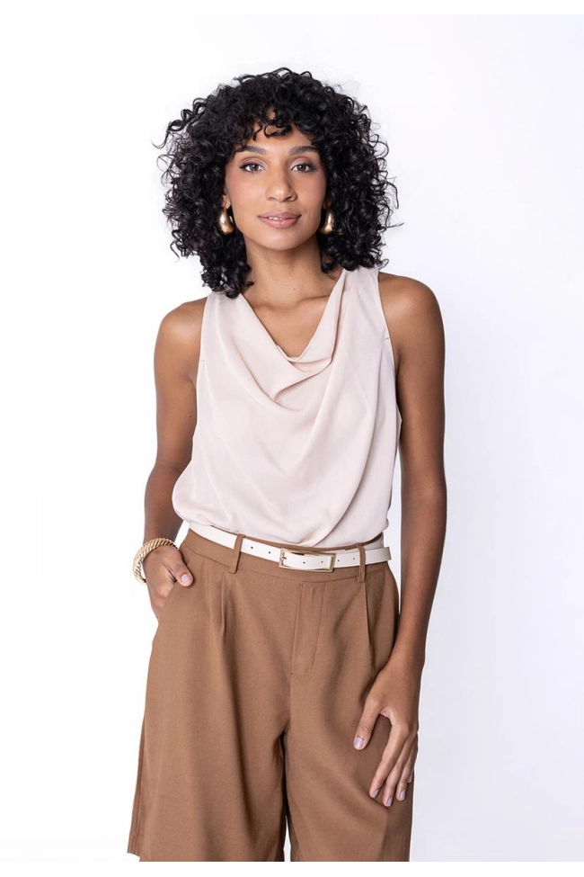 Produto Regata Ellen One Gola Caída Feminina Bege