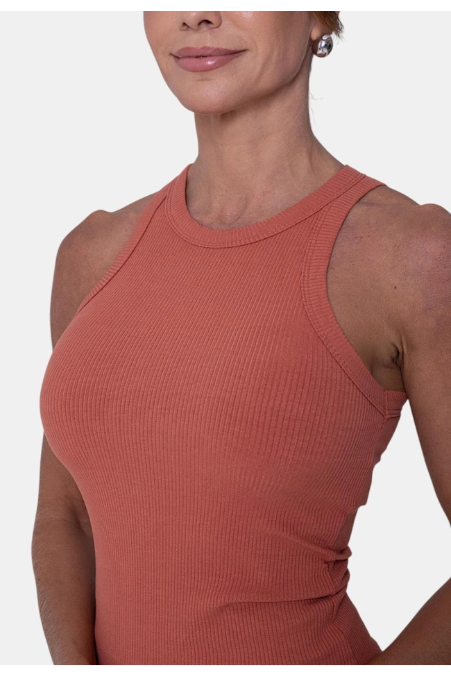 Produto Regata Fila Canelada Feminina Terra