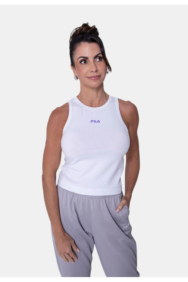 Produto Regata Fila Letter Crop Feminina Branca
