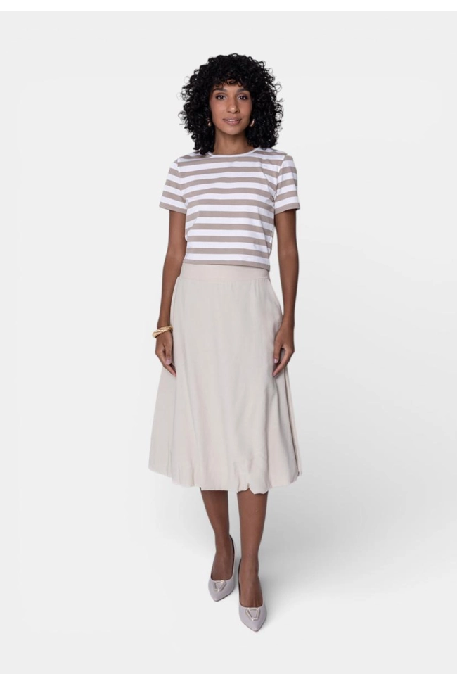 Produto Saia Ellen One Midi Balonê Feminina Areia