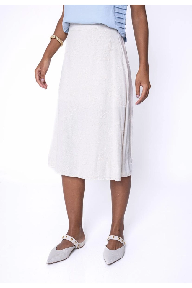 Produto Saia Geração Moderna Midi Evasê Feminina Linho