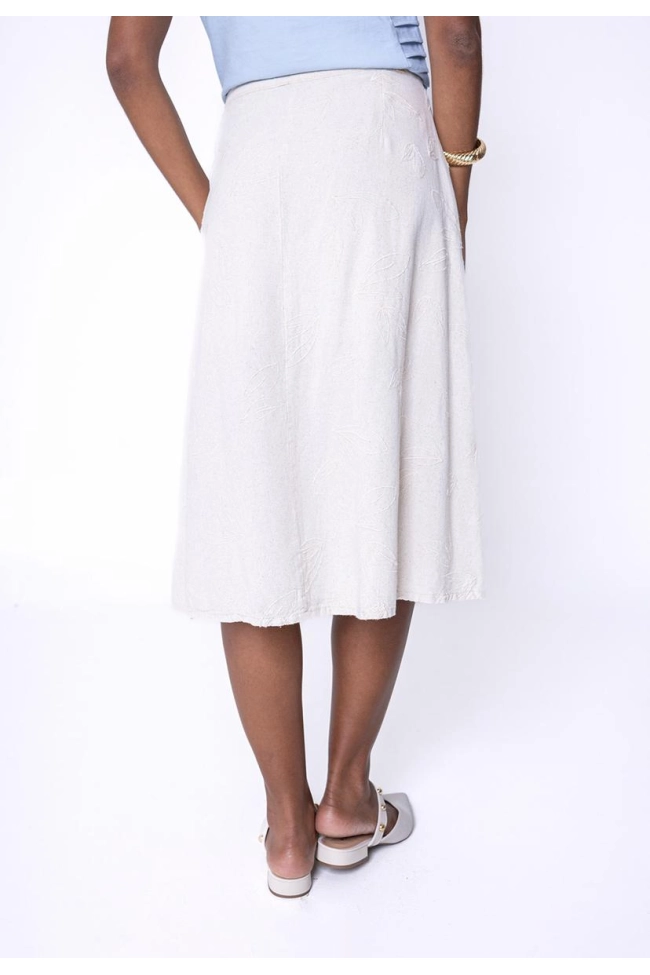 Produto Saia Geração Moderna Midi Evasê Feminina Linho