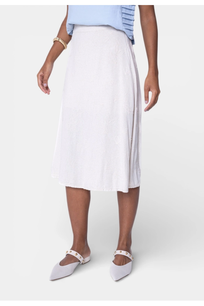 Produto Saia Geração Moderna Midi Evasê Feminina Linho