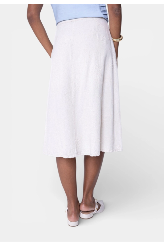 Produto Saia Geração Moderna Midi Evasê Feminina Linho