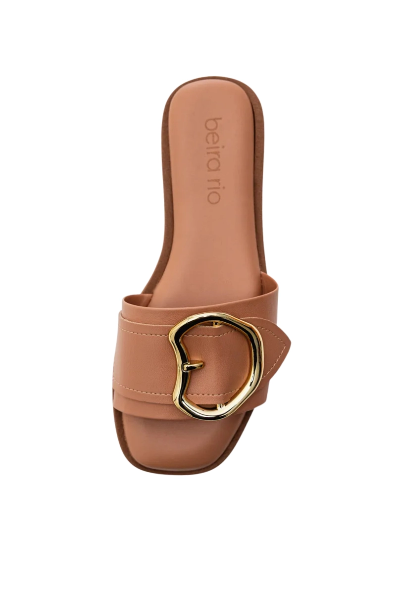 Sandália Beira Rio Rasteira De Fivela Feminina Nude Produto Sandália Beira Rio Rasteira De Fivela Feminina Nude