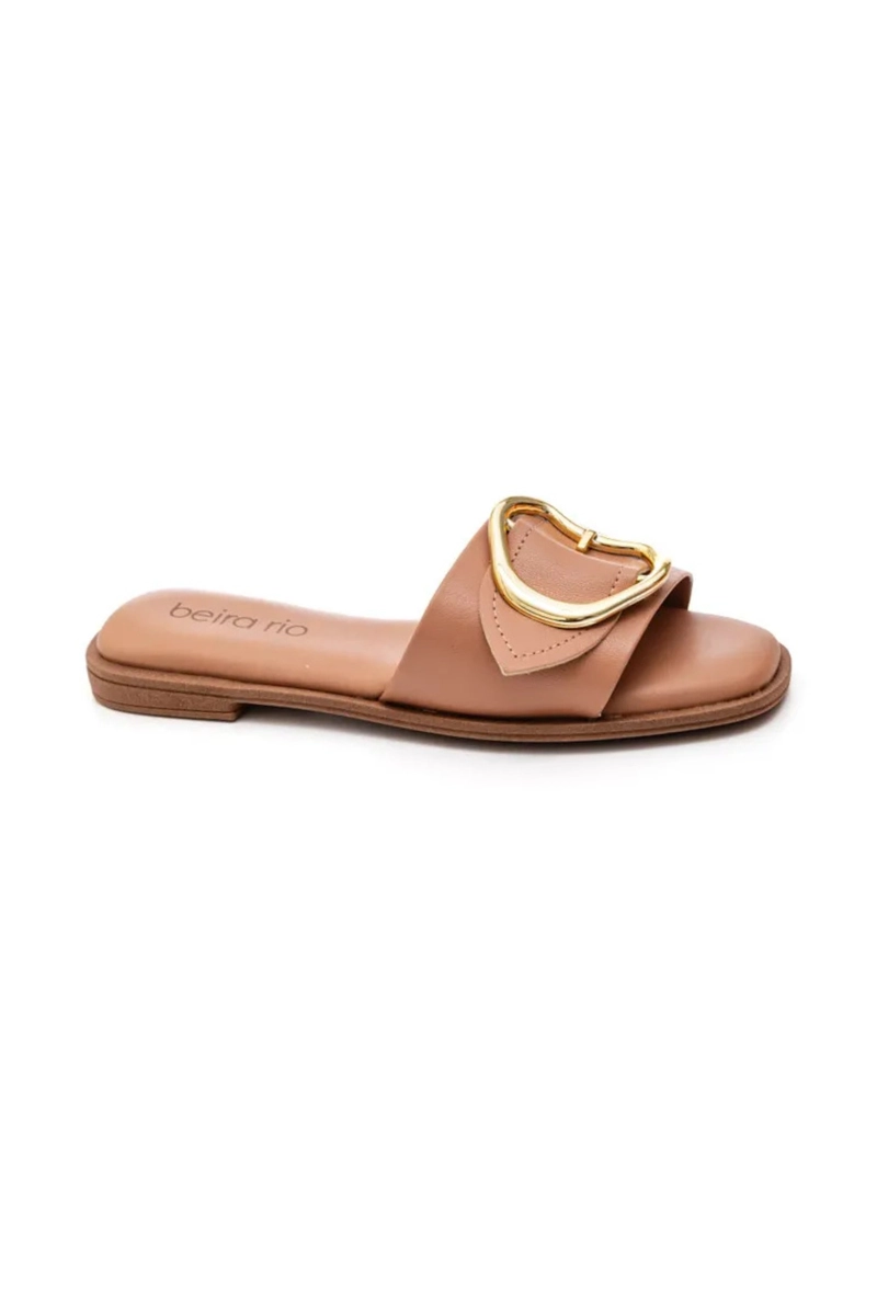 Sandália Beira Rio Rasteira De Fivela Feminina Nude Produto Sandália Beira Rio Rasteira De Fivela Feminina Nude