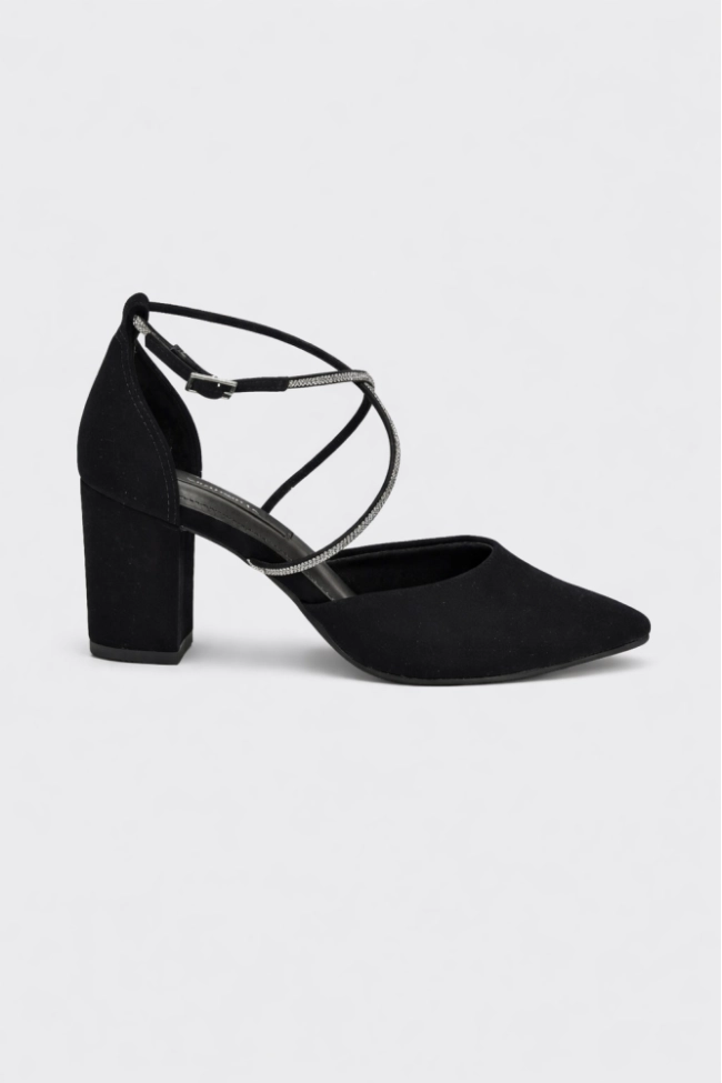 Produto Sapato Via Marte Scarpin Fitas Cruzadas Strss Feminino Preto