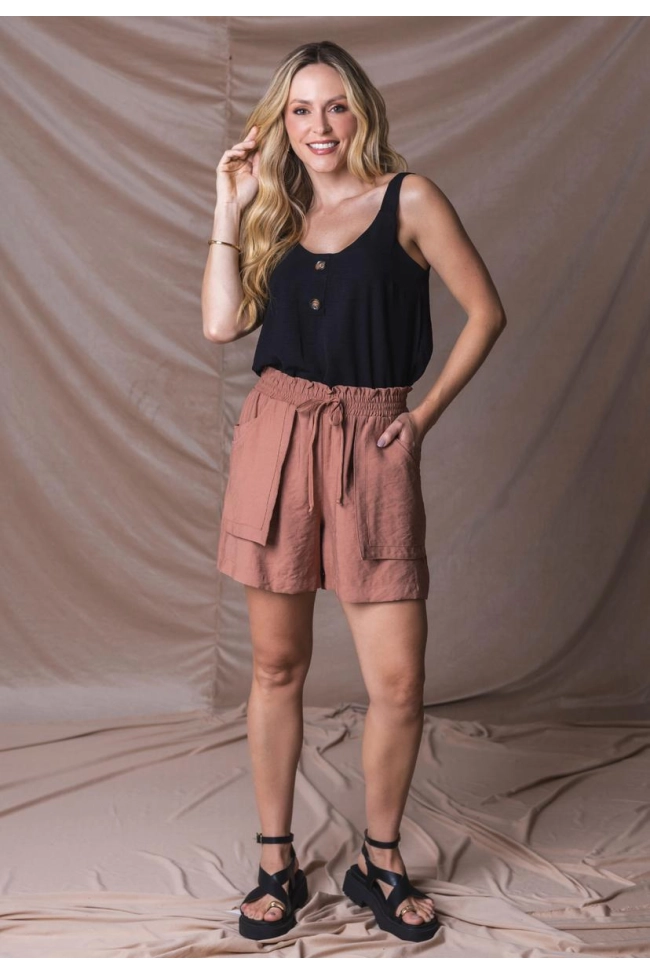 Produto Shorts Ellen One Alfaiataria Feminino Mocha 