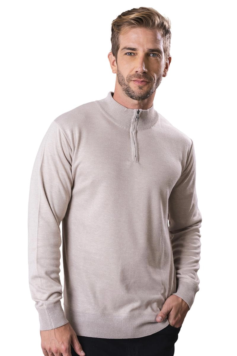 Suéter Crocker Meio Zíper Masculino Bege Melange Produto Suéter Crocker Meio Zíper Masculino Bege Melange