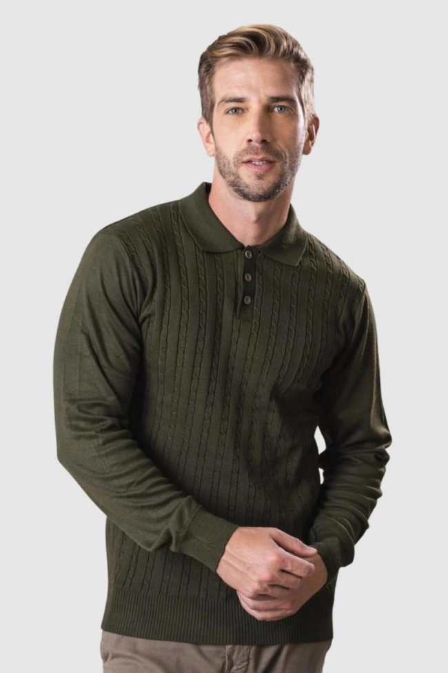 Produto Suéter Crocker Polo Masculino Verde Militar