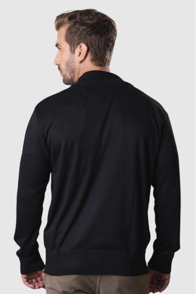 Produto Suéter Crocker Tricô com Zíper Inteiro Masculino Preto