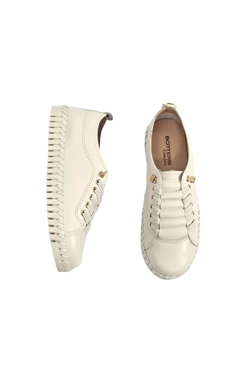 Tênis Bottero Casual De Couro Feminino Off White Produto Tênis Bottero Casual De Couro Feminino Off White