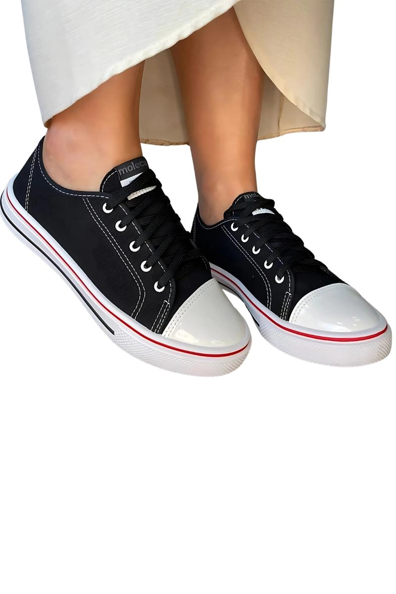 Tênis Moleca Casual Feminino Preto e Branco Produto Tênis Moleca Casual Feminino Preto e Branco