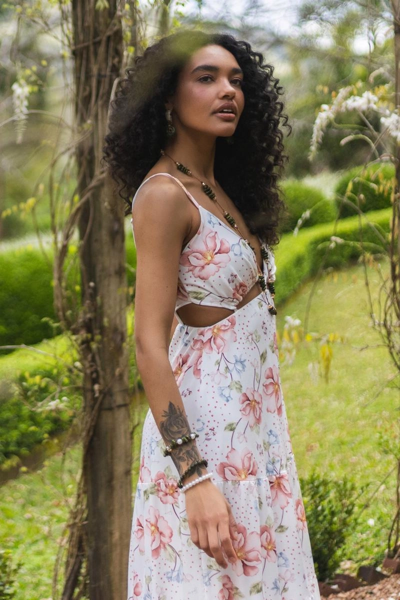 Vestido Gabip Floral com Alça Babado Feminino Produto Vestido Gabip Floral com Alça Babado Feminino