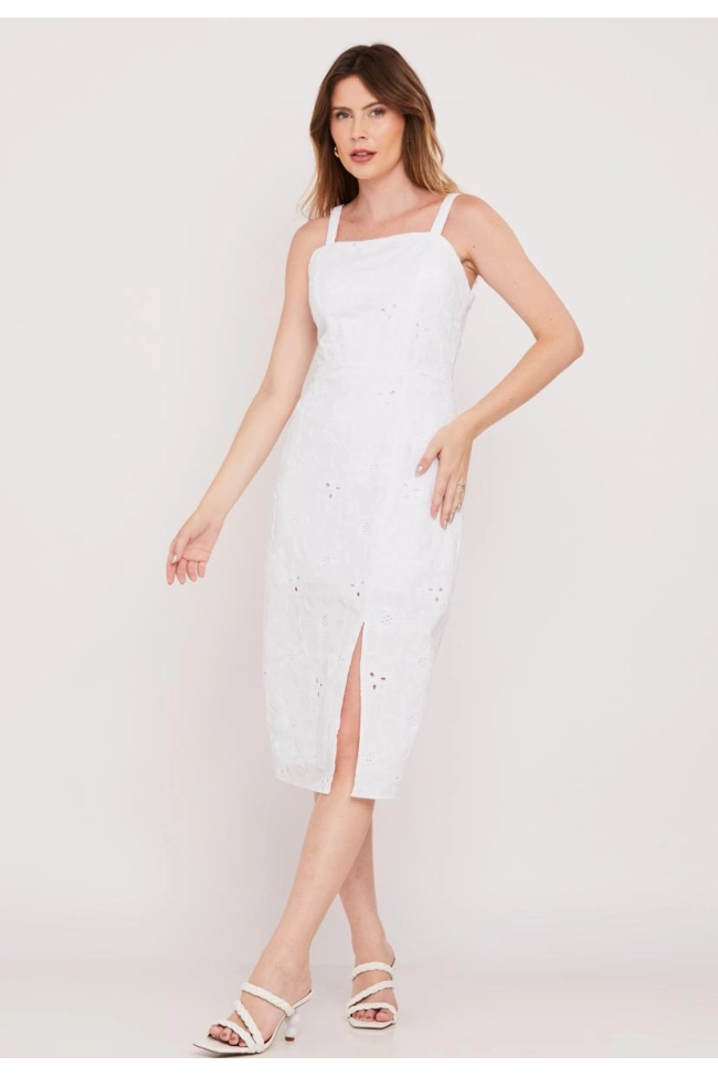 Produto Vestido Aishty Curto Sem Manga Feminin Off White 