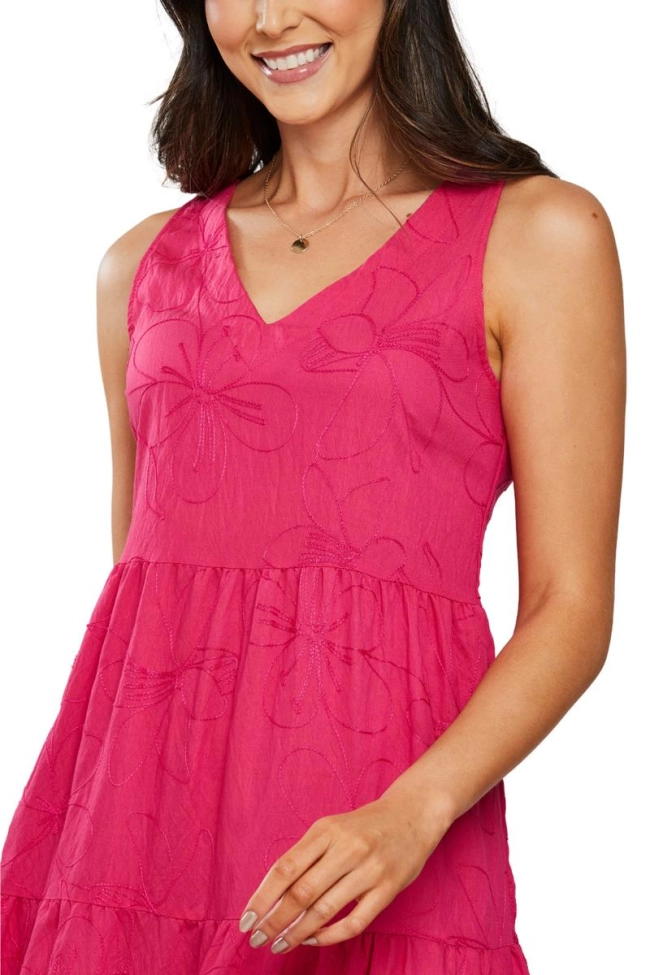 Vestido Aishty Longo Sem Manga Feminino Rosa Escuro Produto Vestido Aishty Longo Sem Manga Feminino Rosa Escuro