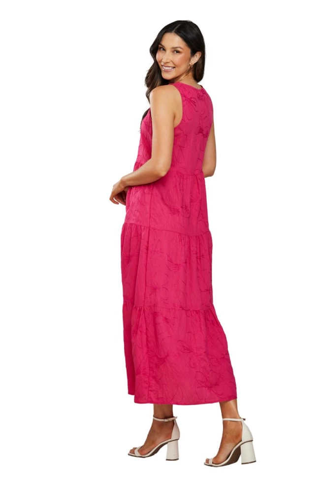 Vestido Aishty Longo Sem Manga Feminino Rosa Escuro Produto Vestido Aishty Longo Sem Manga Feminino Rosa Escuro