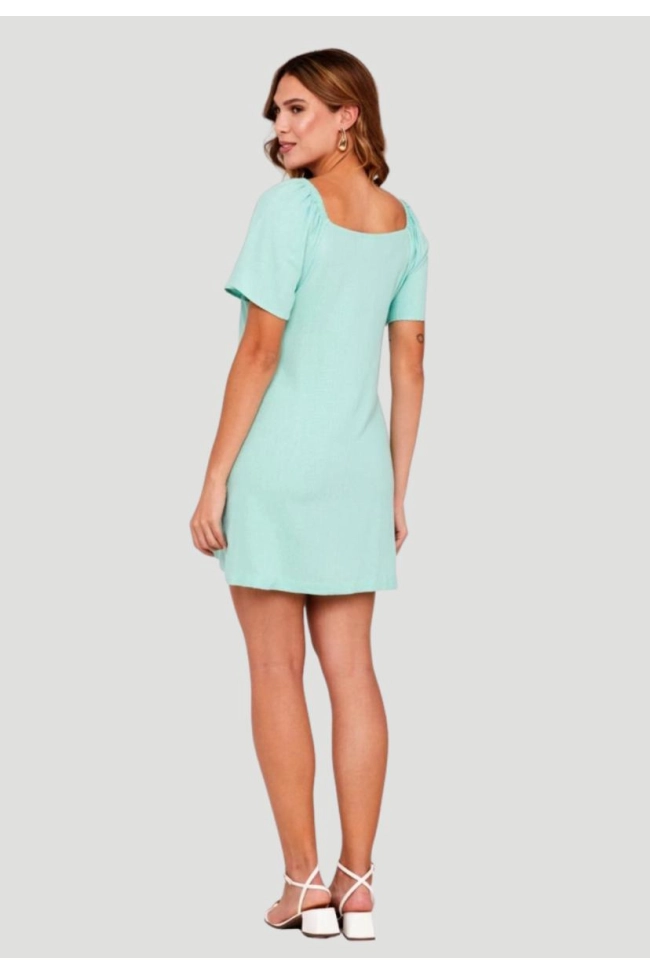 Produto Vestido Aishty Midi Manga Curta Feminino Verde Claro 