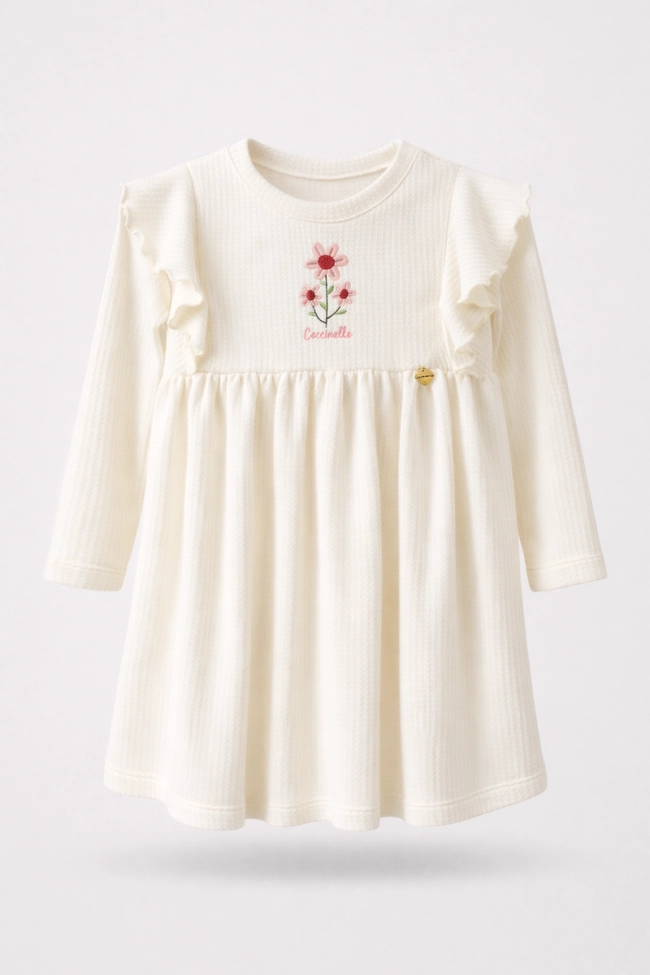 Produto Vestido Coccinelle Manga Longa Bordado Infantil Feminino 