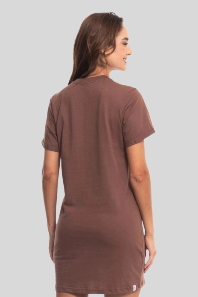 Produto Vestido FreeSurf Manga Curta Curto Feminino Marrom 