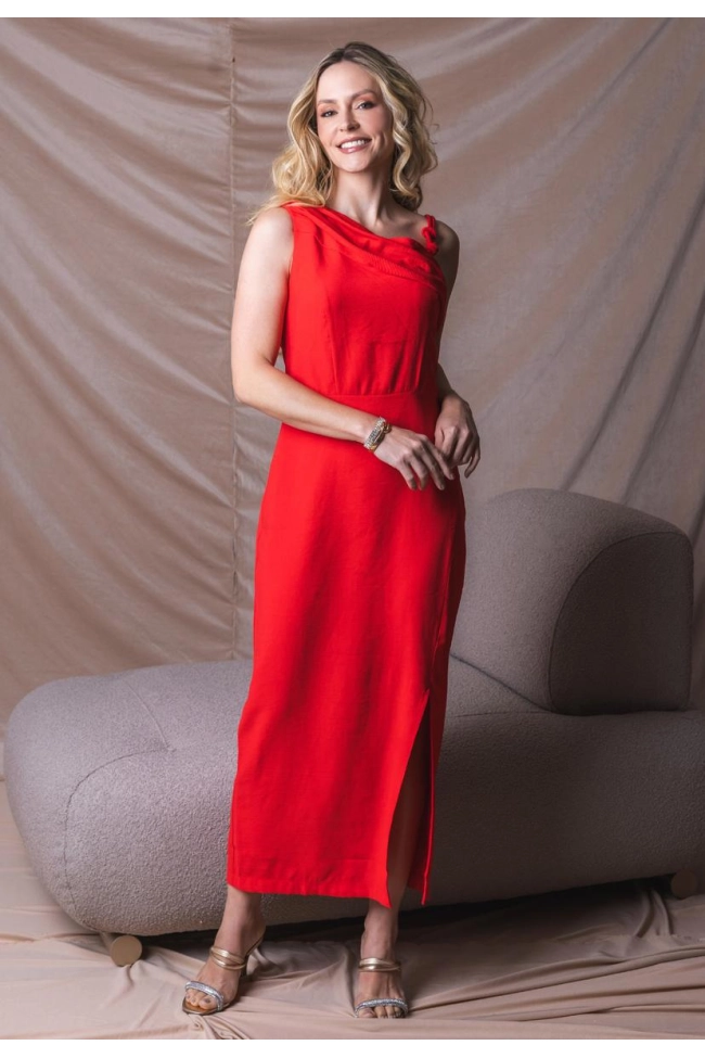 Produto Vestido Gabip Midi Cordão Feminino Vermelho 