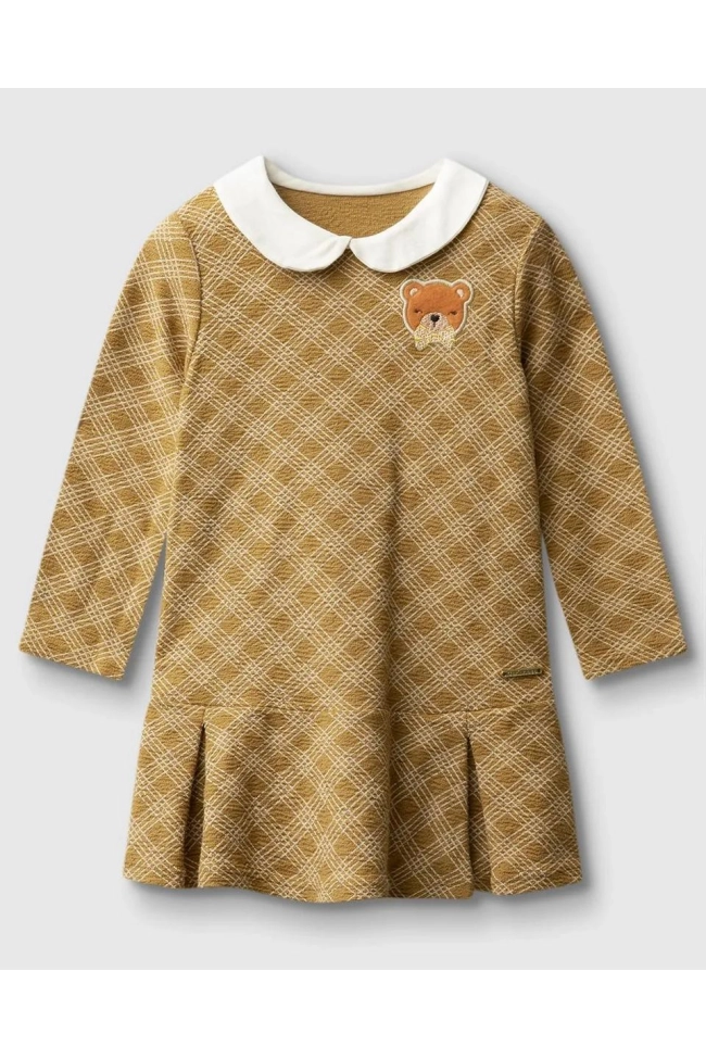 Produto Vestido Malwee Gola Xadrez Infantil Feminino Marrom