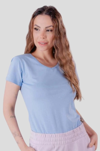 Produto - Baby Look Crocker Feminina Azul Claro