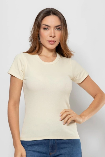 Produto - Baby Look Crocker Manga Curta Feminino Amarelo Bebe 