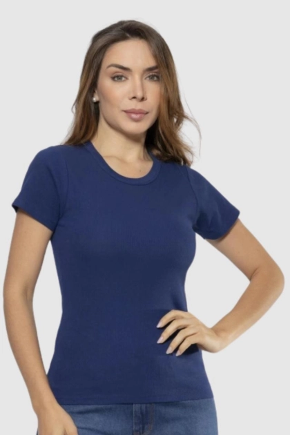 Produto - Baby Look Crocker Manga Curta Feminino Marinho